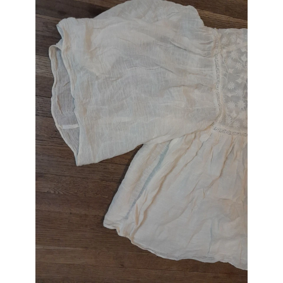 Babydoll Zara Boho Bordado Crochet Talla Pequeña Coqueta Hada Princesa Top Foto 4 de 4