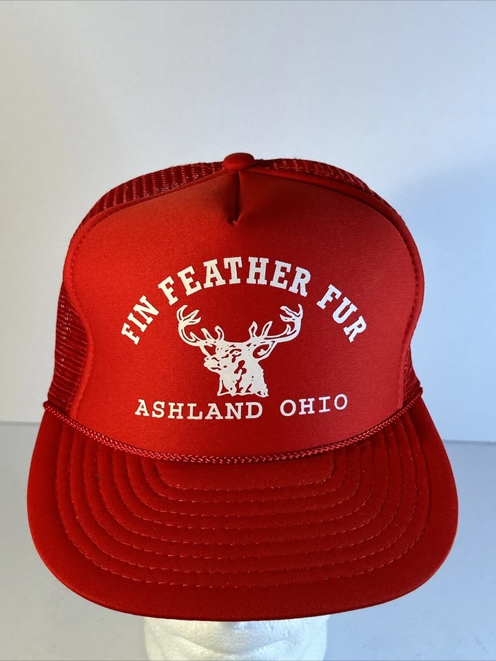 Gorra de colección de aleta, pluma, piel sombrero espalda a presión malla de camionero gráfico Ashland, OH Foto 3 de 4