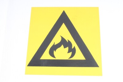 Warning Sign Caution Fire Risk Yellow 21 x 21cm