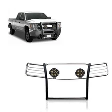 Black Horse 17GT27MSS-PLB SS Grille Guard w/LED for 14-18 Silverado 1500