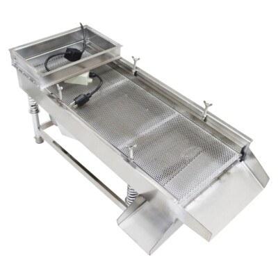 110V Full Stainless Steel 4mm Linear Vibrating Screen Round Hole Single Screen
