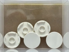 LEGO Parts - White Tile, Round 2 x 2 with Bottom Stud Holder - No 14769 - QTY 5