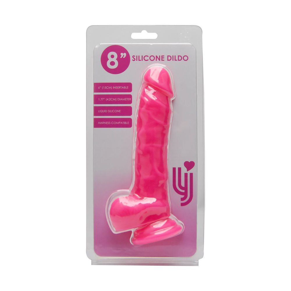 Loving Joy 8 Inch Realistic Silicone Dildo With Suction Cup And Balls Pink - Image 3