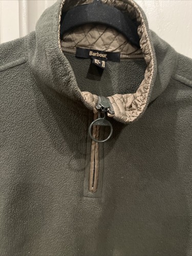 BARBOUR Army Green Fleece Jacket patches on sleeve,Logo Size US 10 - Picture 2 of 8