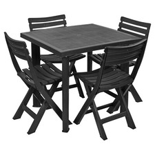 Large Black Square Garden Plastic Table & Chairs Patio Deck Side Snack Outdoor