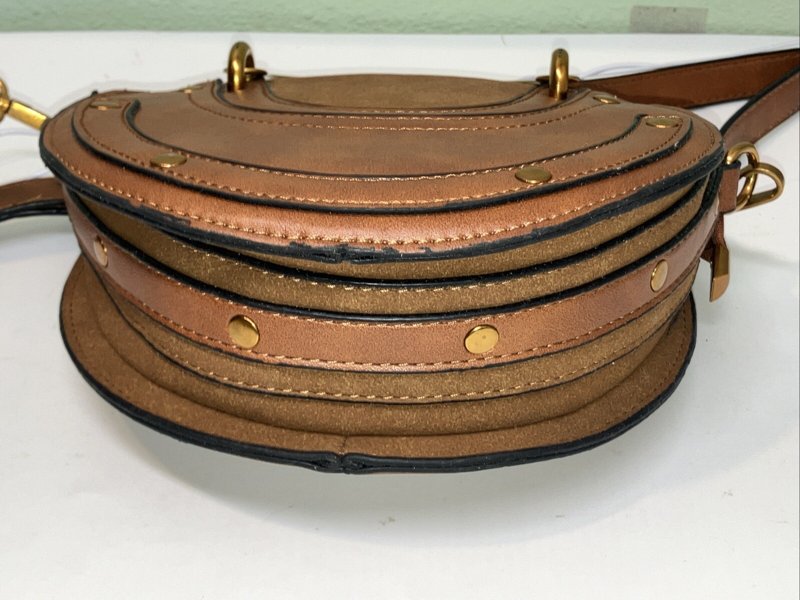 Small Cross Body Brown Round Pixie Bag Chloe Styl… - image 5