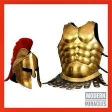 Medieval Muscle Armor Jacket With Spartan Helmet Halloween Costume