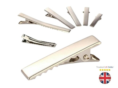 Iron ALLIGATOR HAIR CLIPS 45mm SILVER METAL CROCODILE FOR HAIR BOWS BARRETTE UK - Picture 2 of 10