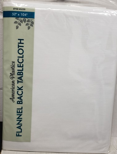 Flannel Back Vinyl Tablecloth, 52"x104" Oblong, WHITE COLOR DESIGN, AP - 第 1/3 張圖片