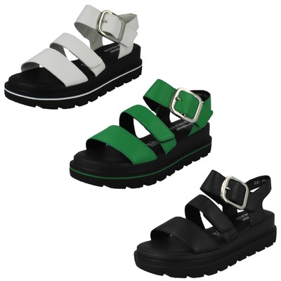 Ladies Rieker Revolution Leather Chunky Sole Summer Sandals W1650