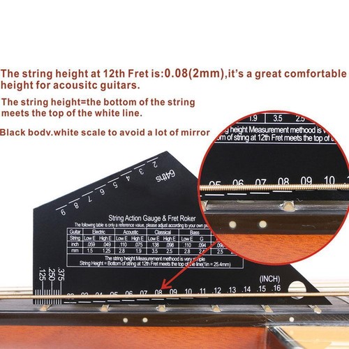 Guitar String Action Gauge String Height Ruler Fret Leveling ↙ Rocker Guide Z4A9 - Picture 2 of 10