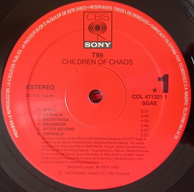 T99 ** Children Of Chaos ** ORIGINAL 1992 Spain LP | eBay
