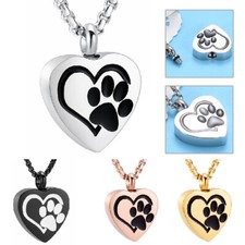 Paw Print Heart Pendant Cremation Jewelry for Ashe Necklace Pet Memorial Jewelry