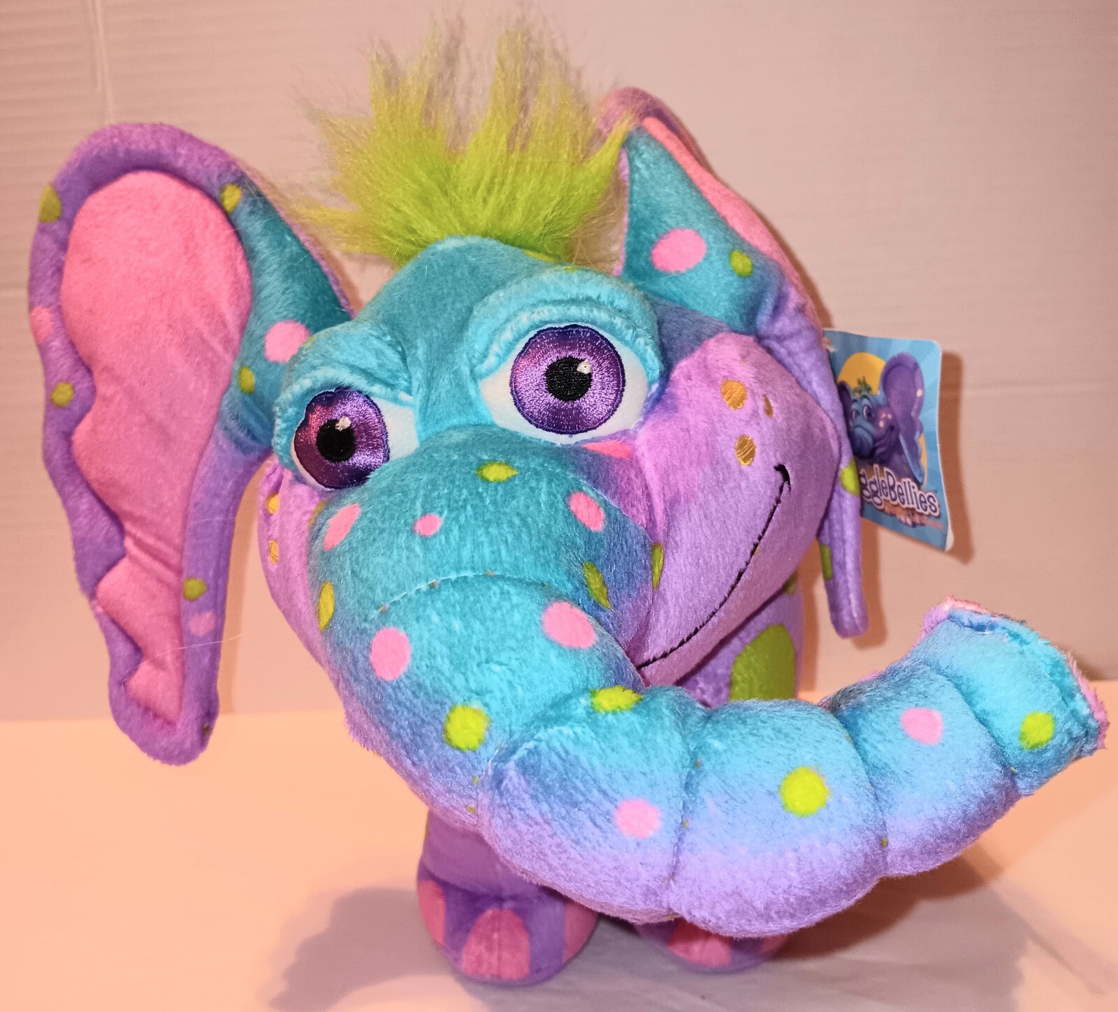 The Gigglebellies Adventures Stuffed Plush Purple PEANUT ELEPHANT Toy