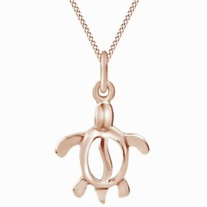Authentic Fashionable Turtle 14K Rose Gold Plated Silver Pendant Necklace For Women's