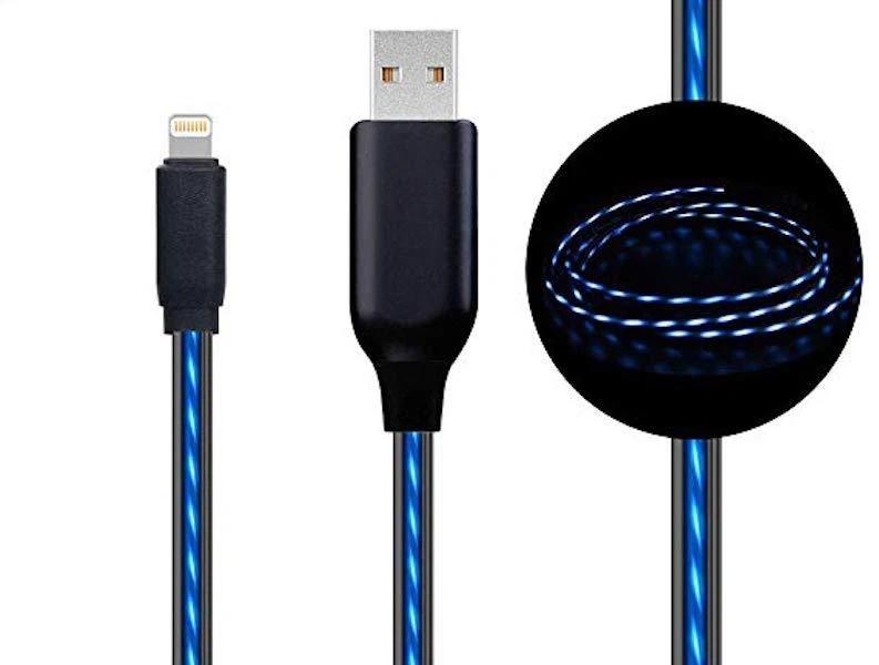 EL FLOW LED LIGHT-UP потоковый кабель смарт-зарядное устройство для iPhone X 8 7 6 5s micro usb - Изображение 2 из 4