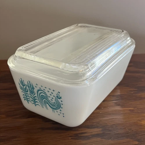Vintage 1950s Pyrex Amish Butterprint Baking Dish 0502 1 1/2pt With Lid Ovenware
