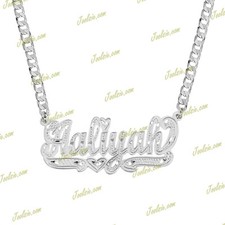 Personalized 14K Gold Plated  / SILVER SINGLE FULL PAVE Name Necklace ANY NAME 