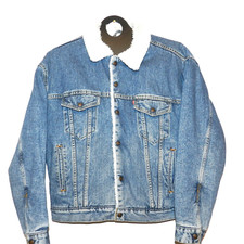 80s VTG LEVIS Sherpa Lined Trucker Jean Jacket Size L Levi  s Denim