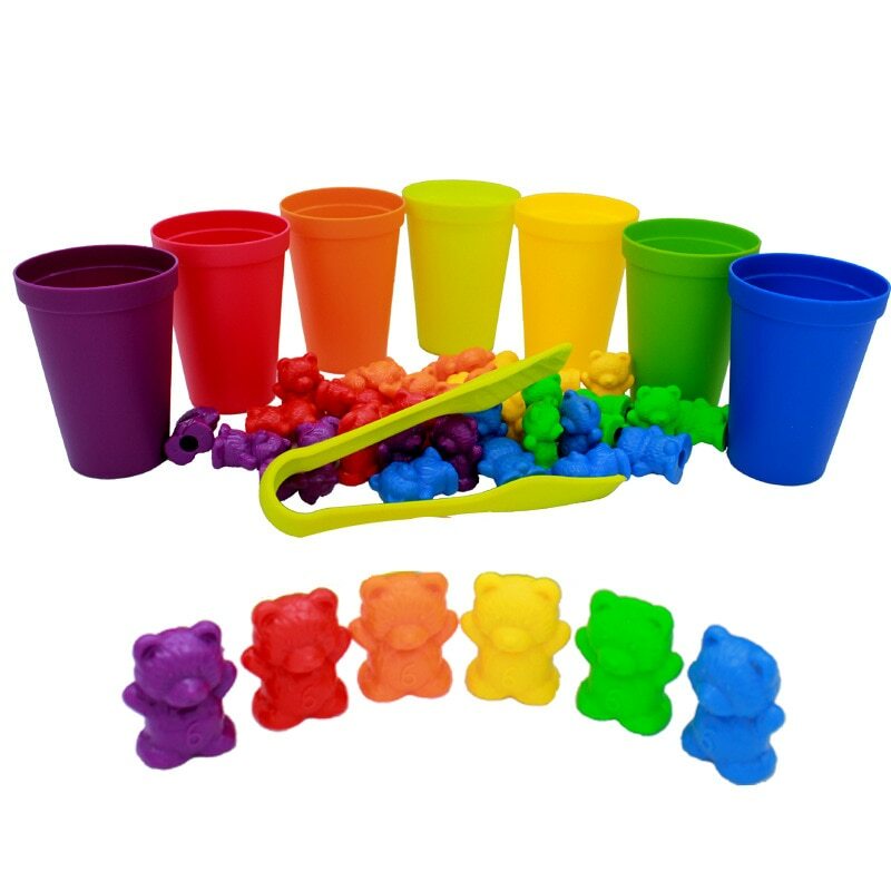 Counting Bears Sorting Cups Matching Color Educational Set Toddler Learning Fun