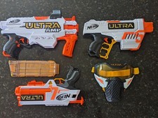 NERF Ultra Blasters Starter Pack Bundle Lot AMP, Ultra 4, Ultra 5, and Mask
