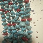 Triple Strand Turquoise And Red Coral Beaded Necklace — photo 10