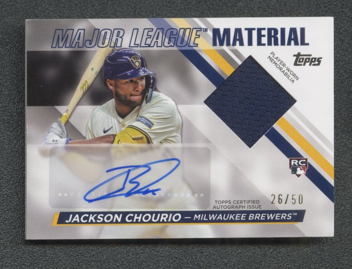 2024 Topps Update Baseball Major League Material Jackson Chourio RC RPA Auto /50