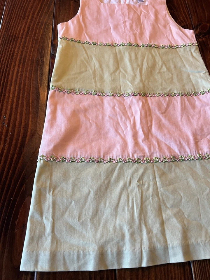 Vestido Hartstrings Verde Rosa Rayas Jóvenes Niñas Preppycore Iglesia Domingo Mejor Foto 2 de 4