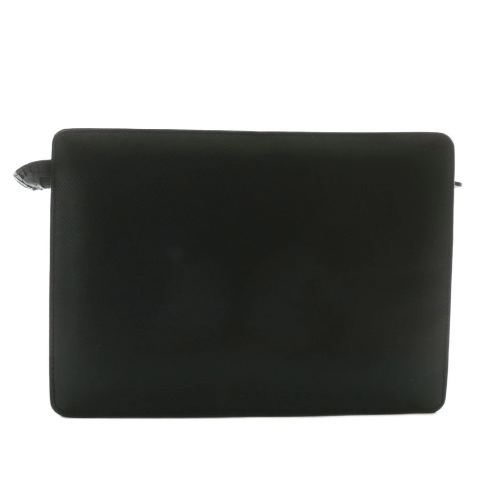 JAEGER Segundo Bolso Clutch Bolso Cuero con Cremallera Logo Repujado Negro... - Imagen 2 de 4