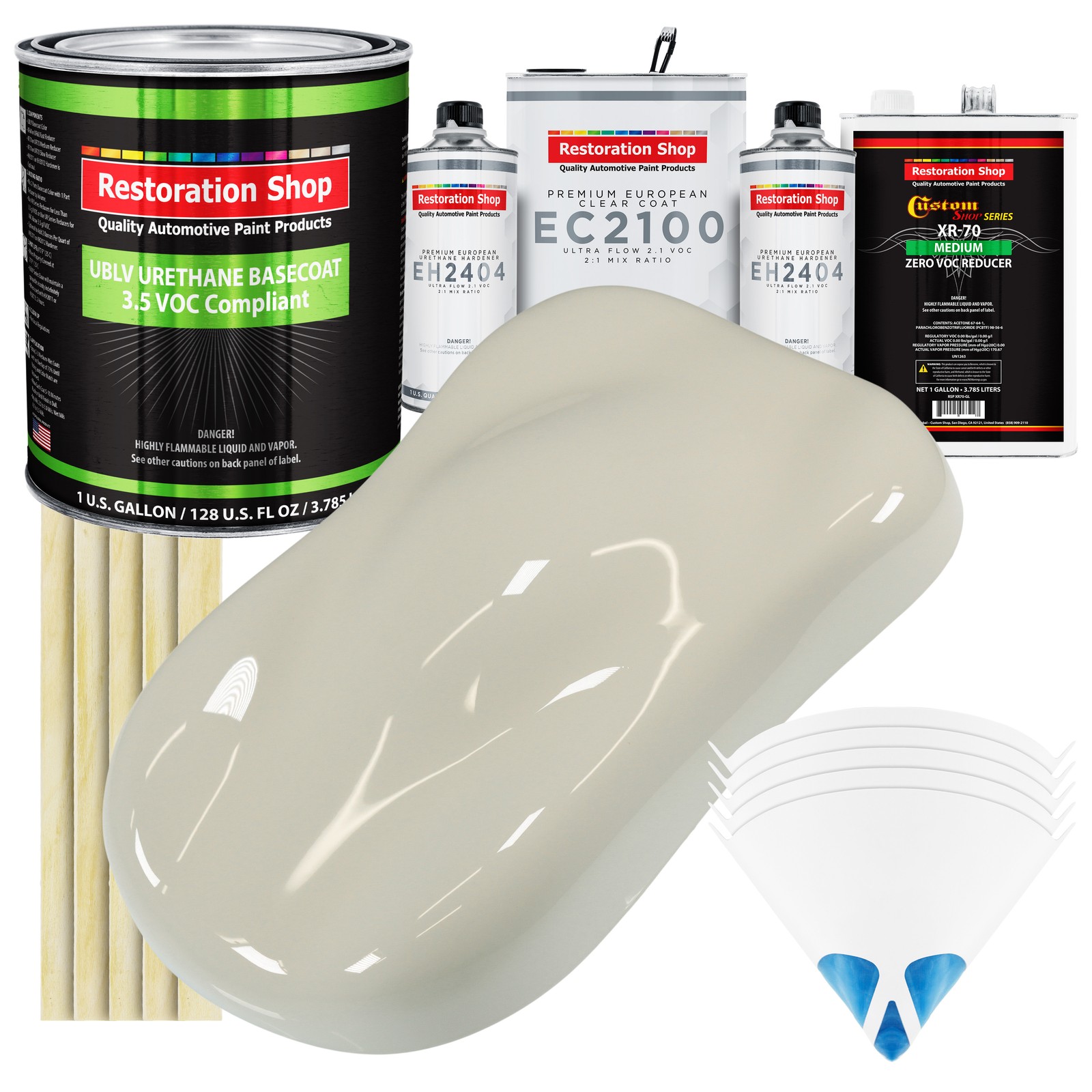 Spinnaker White Low VOC Urethane Basecoat Gallon Kit with European Clear Coat