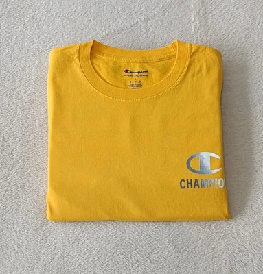 T-shirt Champion Jaune Taille L Homme Logo Manches Courtes 100% Coton - Photo 1/4