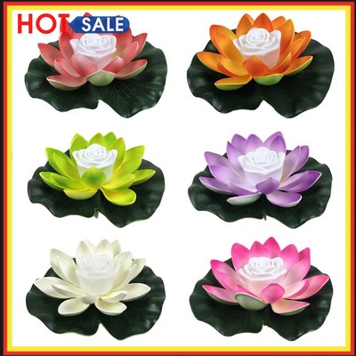 LED Waterproof Floating Lotus Light Battery Operated Lily Flower Night Lamps