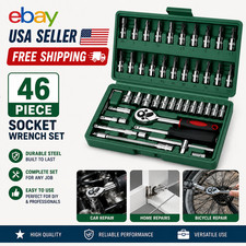 46pcs1 Socket Wrench Set Ratchet Torque Combo For Automoto Repair Hex Bit