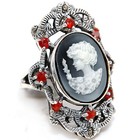Swiss Marcasite Cameo Victorian Lady 925 Sterling Silver Ring Sz 6 PC6 — photo 2