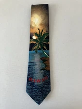 Steven Harris Hand Made Men's Necktie Tie Polyester Hawaii Sunset Palm 57"