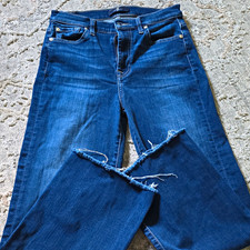 7 For All Mankind Women  s Dark Wash Blue Slim Mid Rise Bootcut Denim Jeans 27