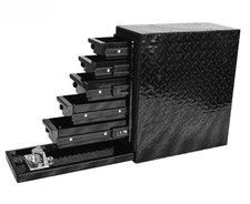 8x17x19 Aluminum Truck Tool Storage W5 Drawers Pickup Bed Tool Box Black