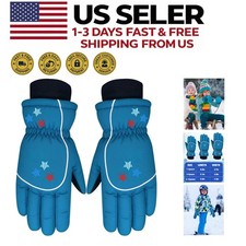 Cute Lake Blue Kids Snow Mittens - Soft, Waterproof Gloves for Winter Fun