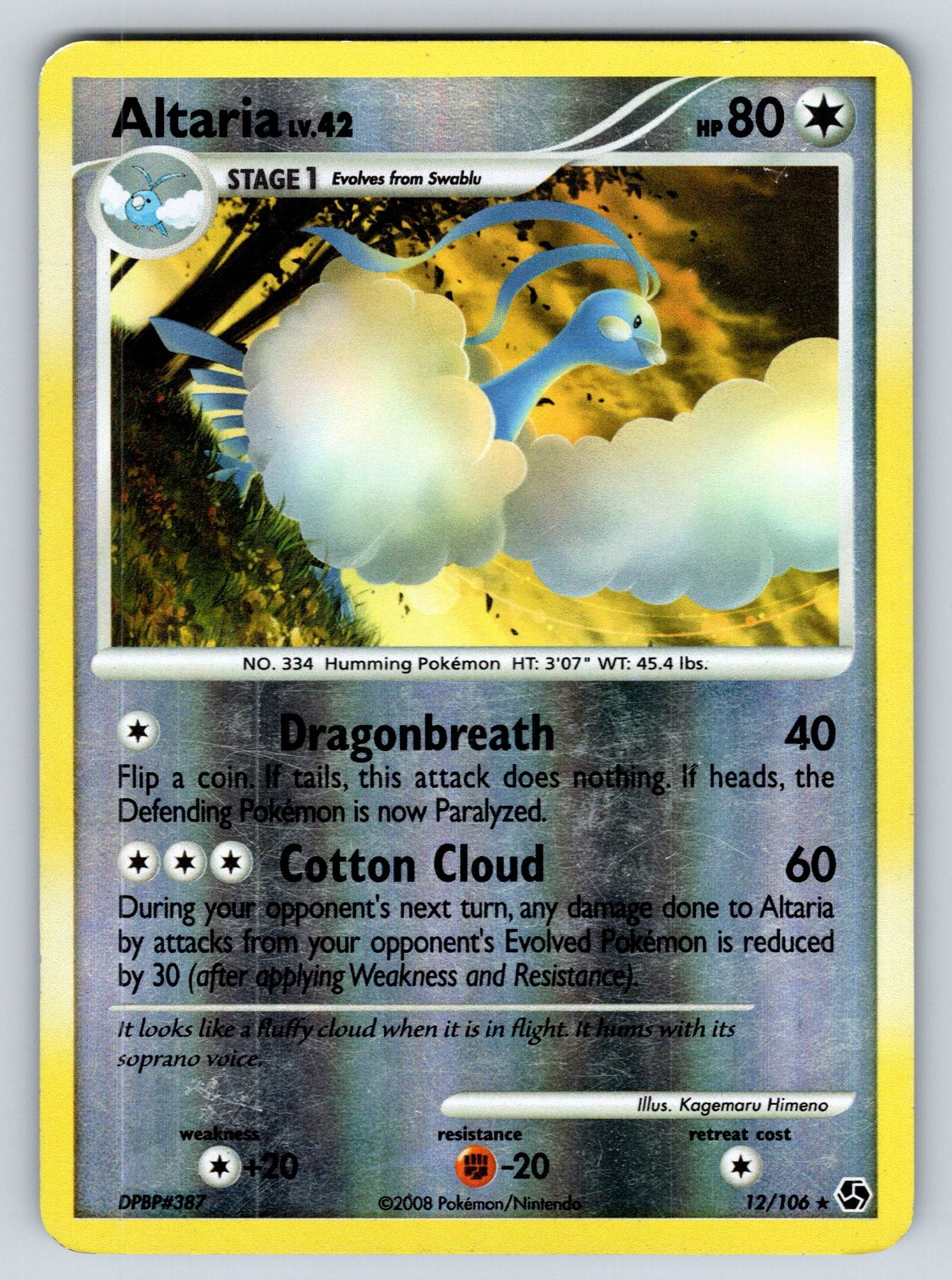 Reverse Holofoil Altaria 12/106 Great Encounters