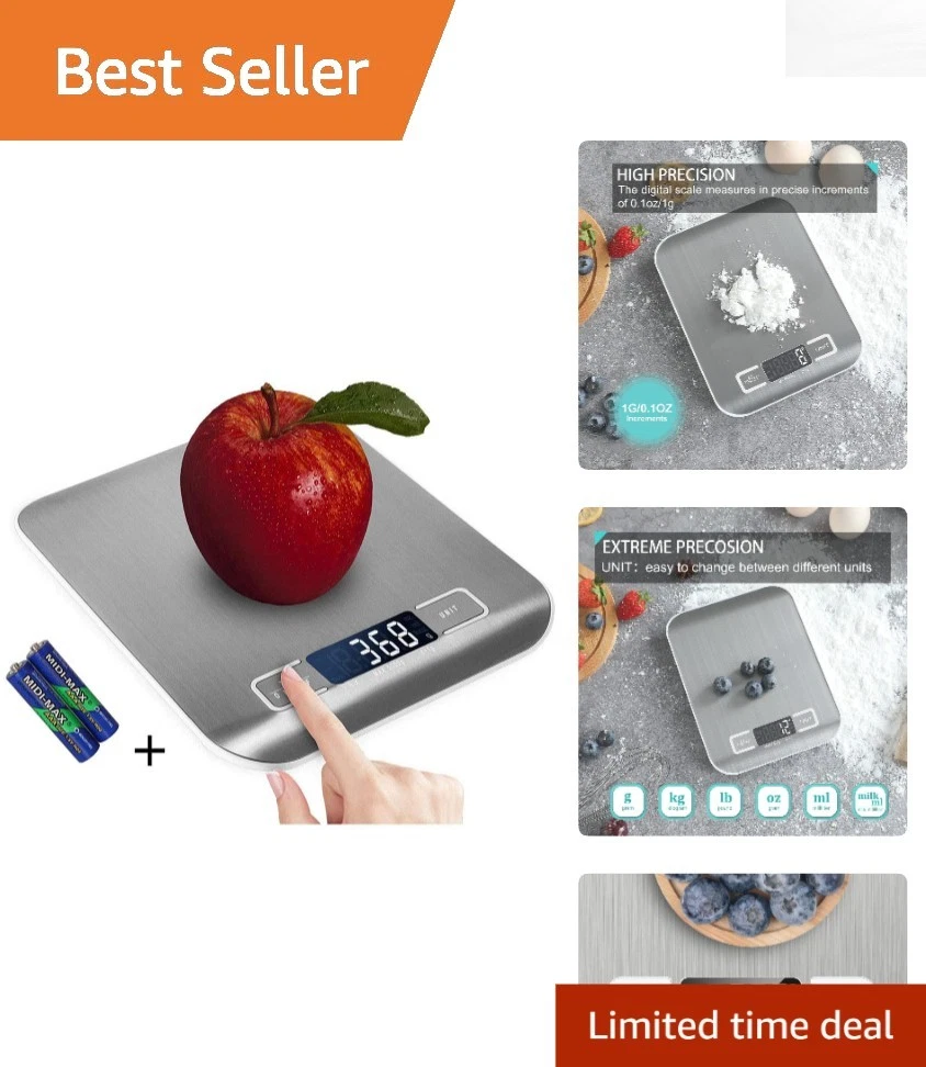 Precision Digital Kitchen Scale, 11 lb Capacity, Stainless Steel, Compact Design
Opens in a new wind