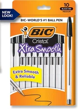 10-Count BIC Cristal Xtra Smooth Ballpoint Pen, Medium Point (1.0mm), Black