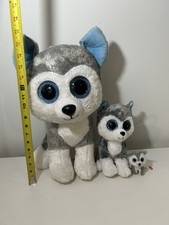 Ty Beanie Boos Husky Toy Lot - Large 17in   Medium Slush w/ Teenie Timber