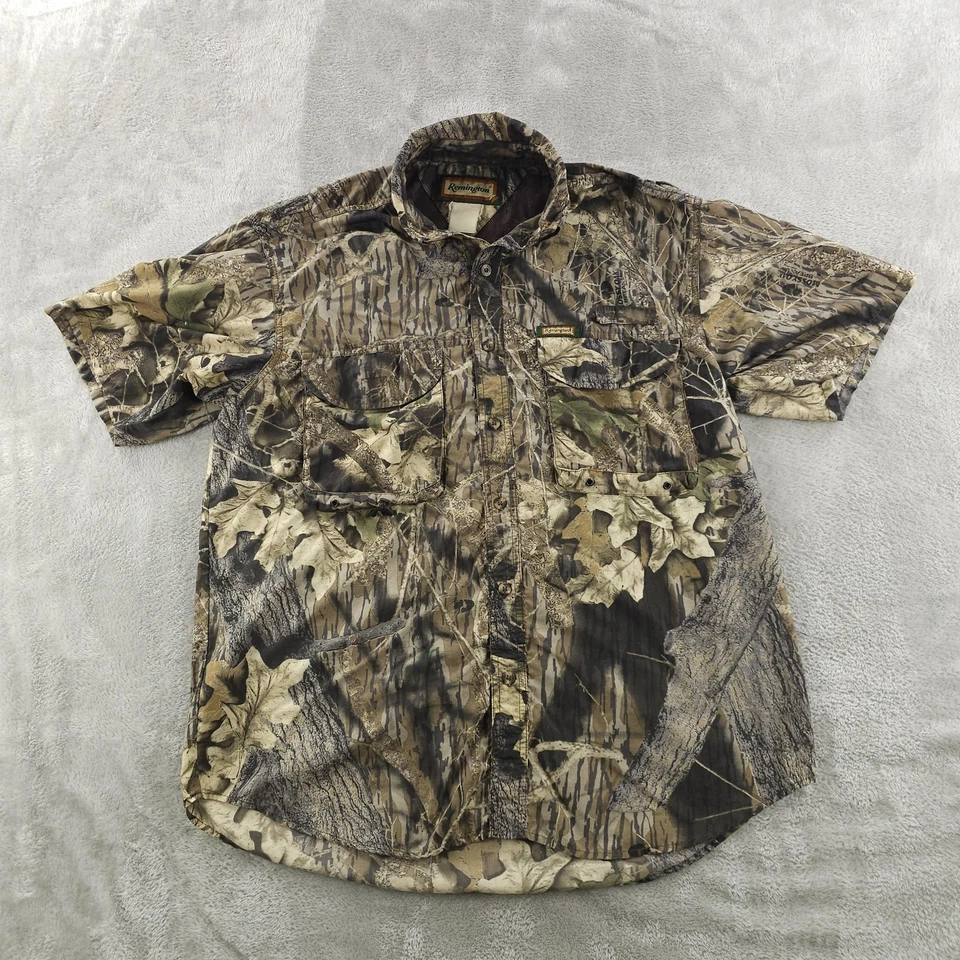 Camisa de Caza Camuflada Remington De Colección Para Hombres XL Manga Corta Botón Frontal Malla Ventilación Foto 2 de 4
