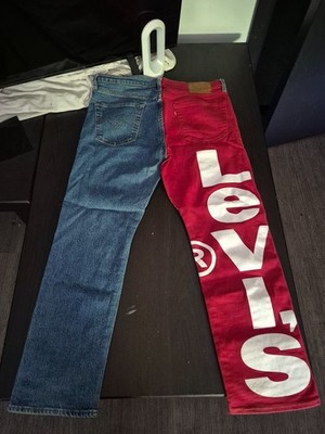 Levi's 541 Jeans Men's 33x30 Red Blue Taper Colorblock Big Logo Spellout Pants