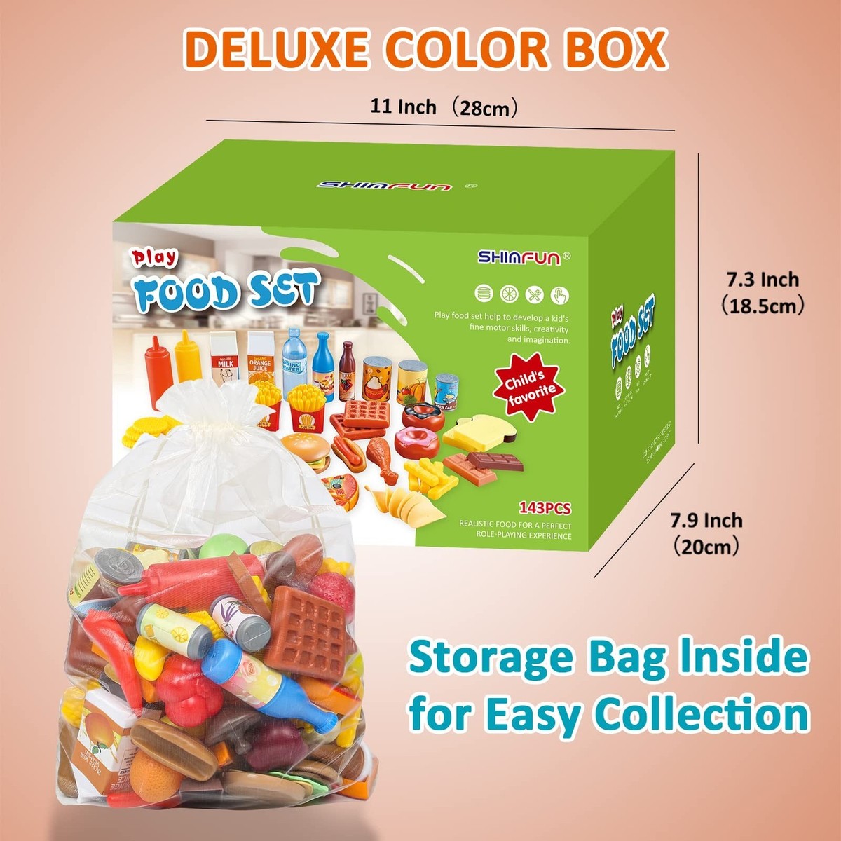 Play Food Sets,143Pcs Play Kitchen Accessories,Toy Food for