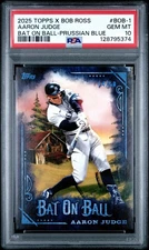 2025 TOPPS BOB ROSS AARON JUDGE BAT ON BALL PRUSSIAN BLUE /50 PSA 10 GEM