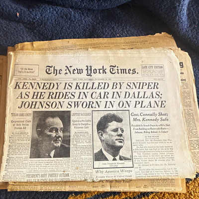 The New York Times Late City Edition Newspaper ''Kennedy Is Killed By Sniper''