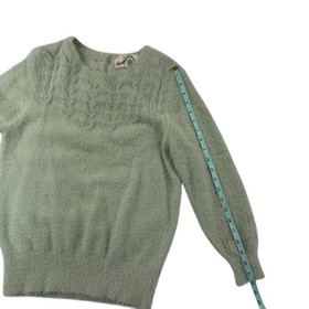 Rosie Neira for Anthropologie Aubade Sweater Women Medium Mint Green Fuzzy