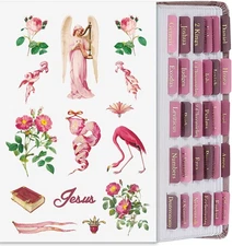 XKDOUS Pink Bible Tabs for Women Girls, Laminated Gold Foil 2-rose 
