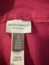 Chico's Women's Pink Solid Capri Pants Stretch Flat Front Rayon/Nylon/Spandex 1